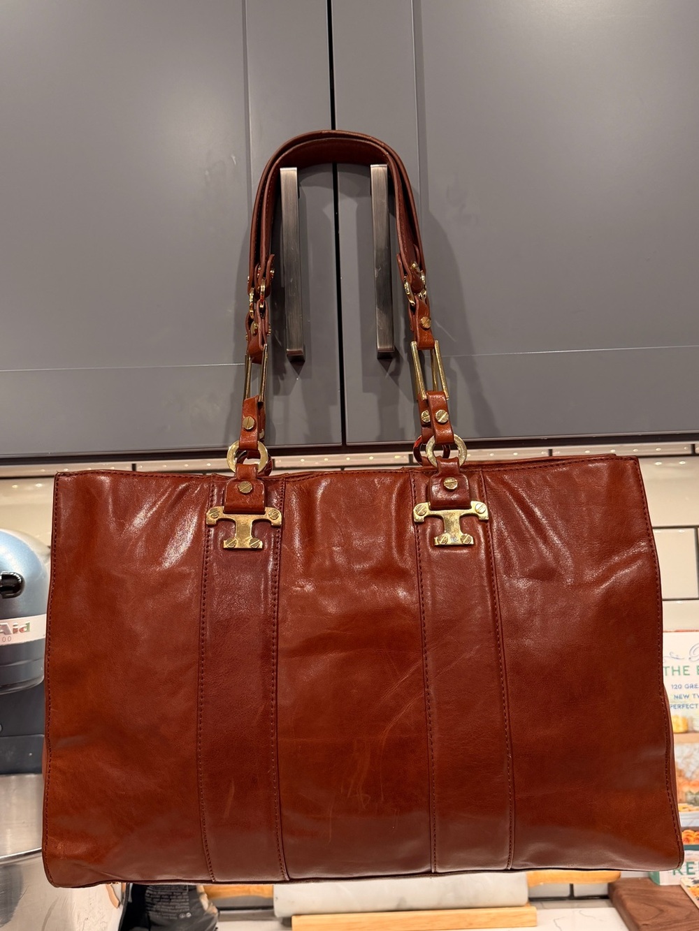 Tory Burch Leather Tote with Gold Hardware
